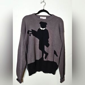 Slazenger Vintage Golf Silhouette Gray Pullover‎ Sweater Masters Mens Medium